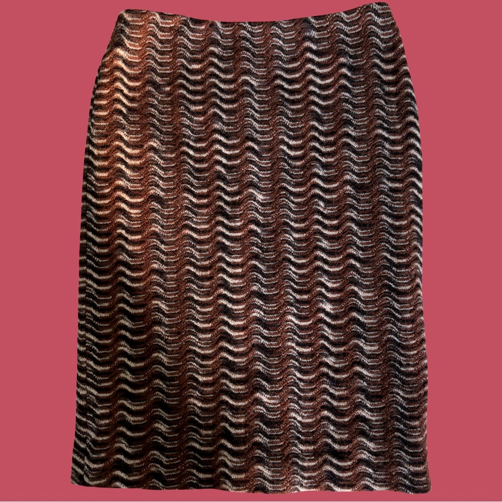 Missoni Vintage Pencil Skirt Made in Italy Wave Knit Wool
